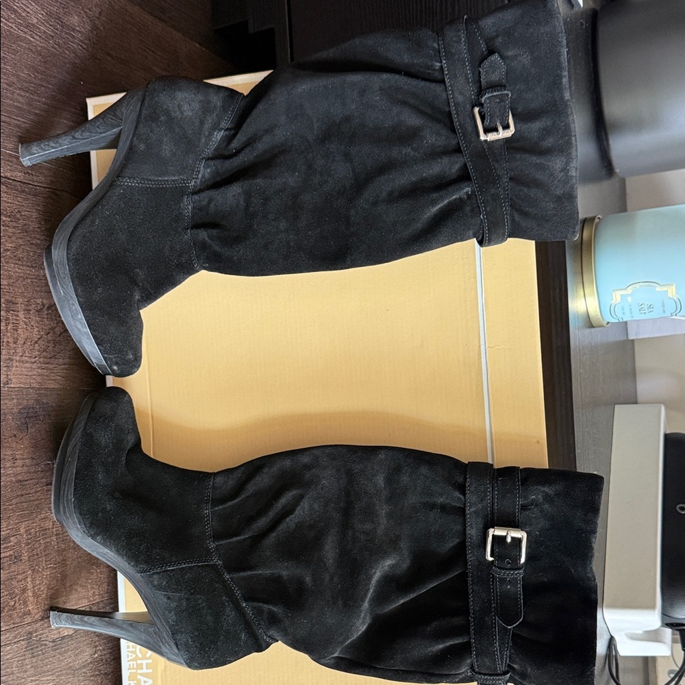 Michael Kors Black Suede Heeled Boots